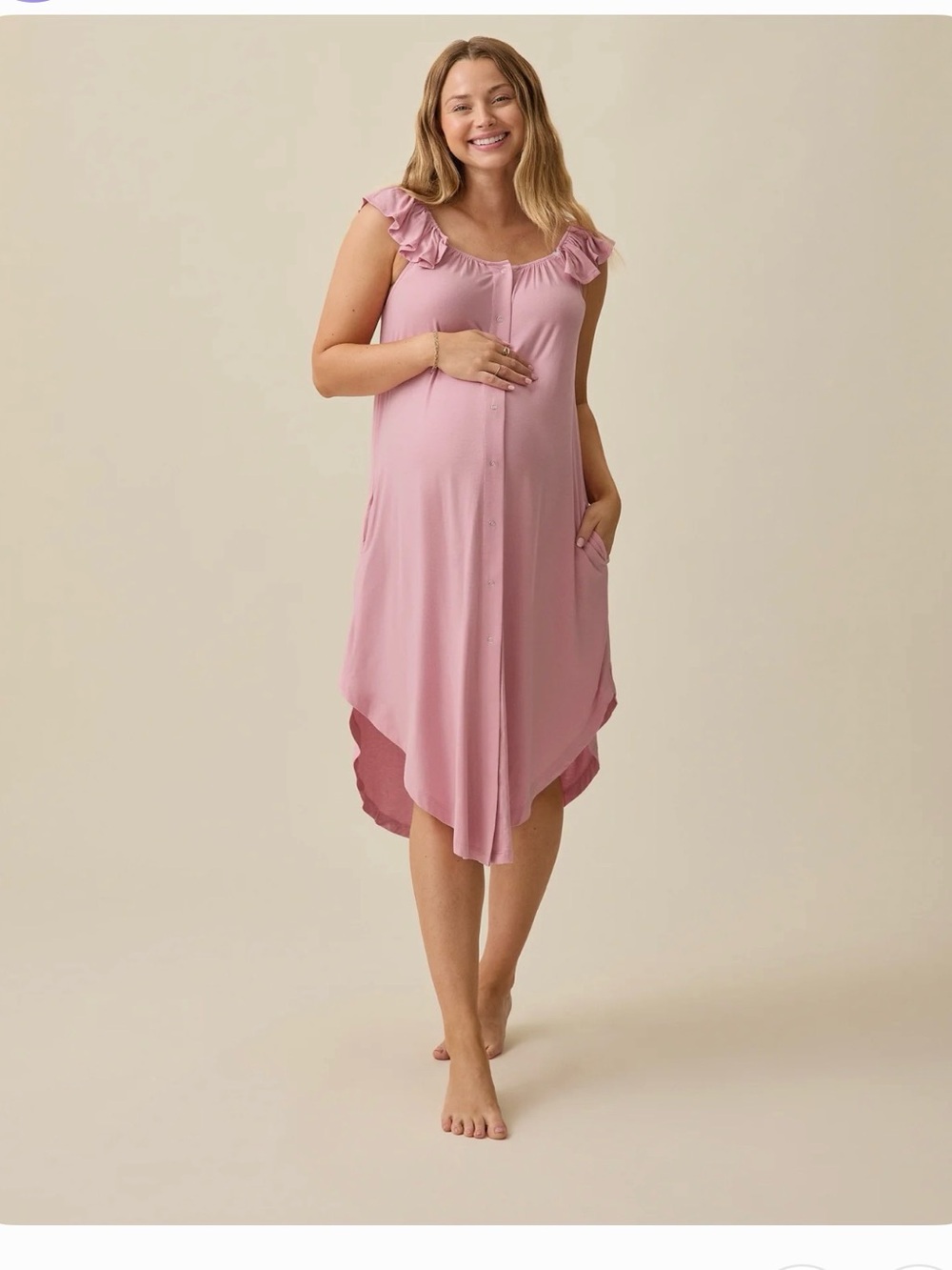 Kindred Bravely Pink Ruffled Strap Nightgown